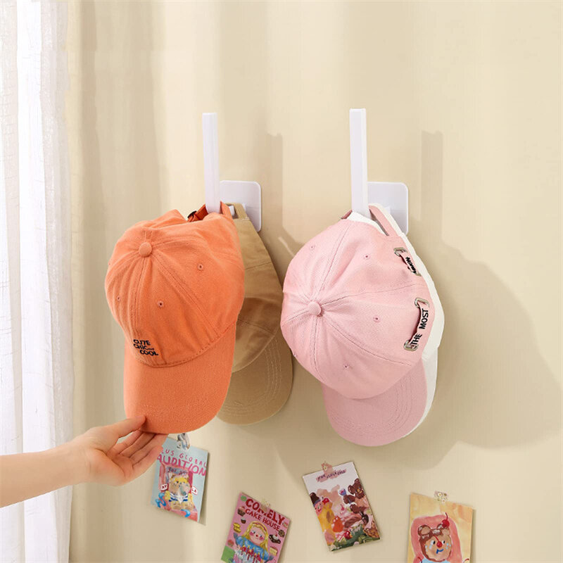 Auto-adesivo Hat Rack para Closet Wall, Baseball Cap Hanger, Cap armazenamento, sem perfuração, saco de cozinha, titular chave, 1PC