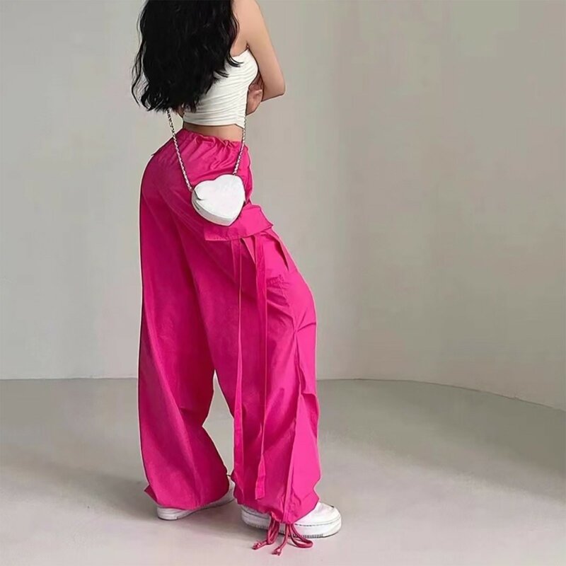 New All-Match Popular Chic Casual Pants Women Vintage Solid High Waist Simple Korean Style Cool Wide Leg Trousers Females Spring
