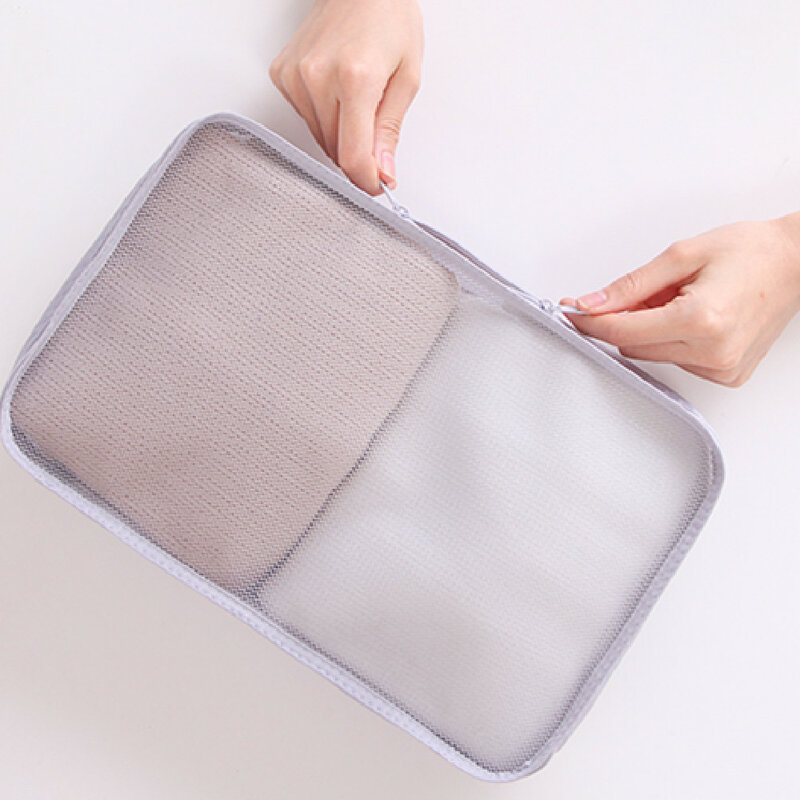 Juego de bolsas organizadoras de equipaje plegables impermeables personalizadas, bolsa de cubo de embalaje de viaje portátil ligera de nailon