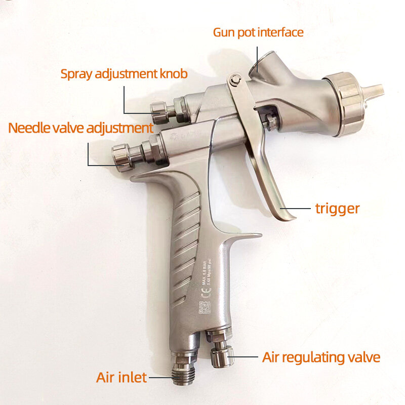 TaiWan DRAM pistol semprot mobil pistol semprot udara profesional alat nosel ukuran 1.3MM di tangki 600 Ml tinggi atomisasi Slot Nozzle