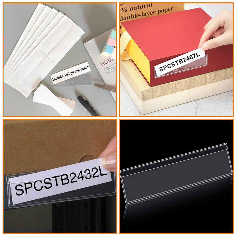 4 Blatt selbst klebende Etiketten halter klare Etiketten taschen kleine transparente Etiketten taschen Klein unternehmen Etiketten taschen
