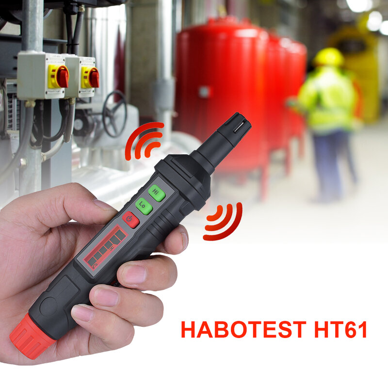 Hhabotest ht61 detector de vazamento de gás portátil handheld analisador de sniffer de gás natural alta baixa sensibilidade localiza combustível