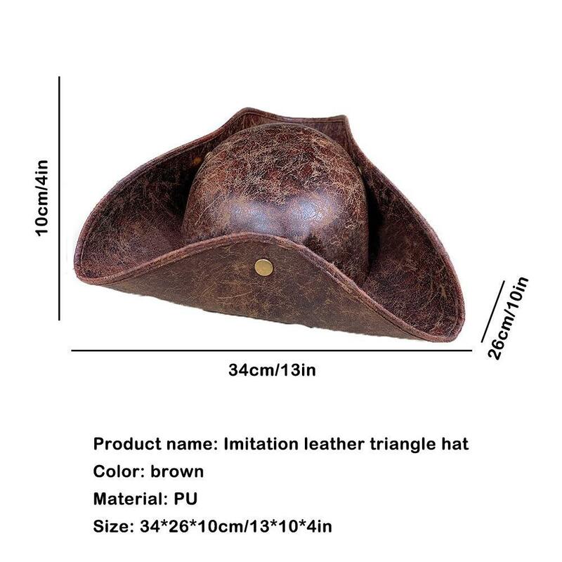Faux Leather Pirate Hat Captain Hat Brown for Adult Men Women Cosplay Costume Accessories Exquisite Photography Props