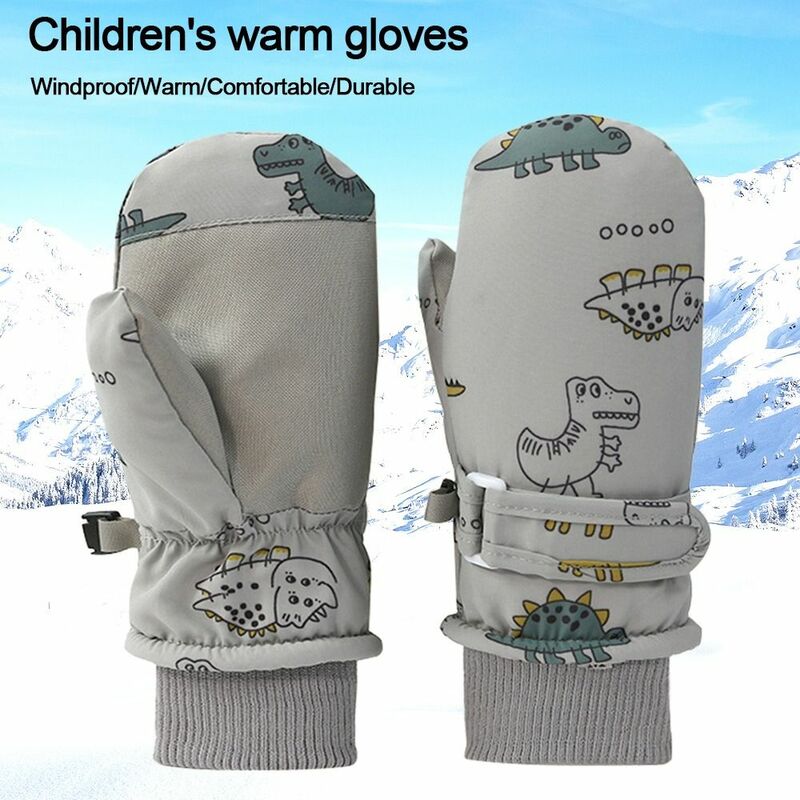 Плотные теплые детские лыжные перчатки, водонепроницаемые ветрозащитные детские велосипедные перчатки, нескользящие спортивные варежки для снега, сноуборда, для мальчиков и девочек