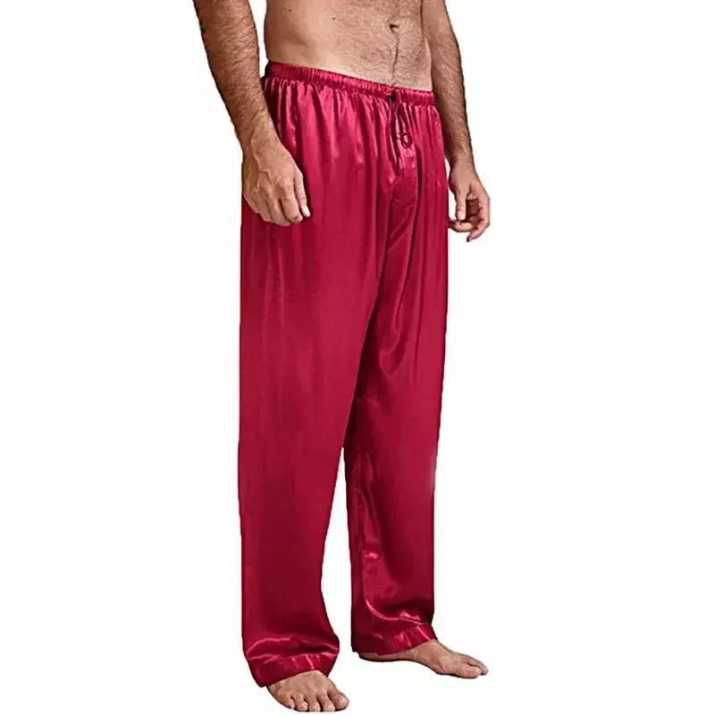 Long Satin 2023 Loose Sleepwear Bottoms Trousers Men Nightgown Pants Pajamas Sleep Pyjamas Homewear Silk