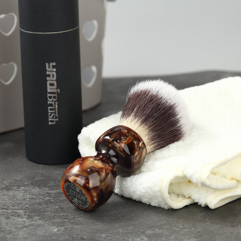 Щетка YAQI карамельного цвета для мужского влажного бритья с синтетическими волосами