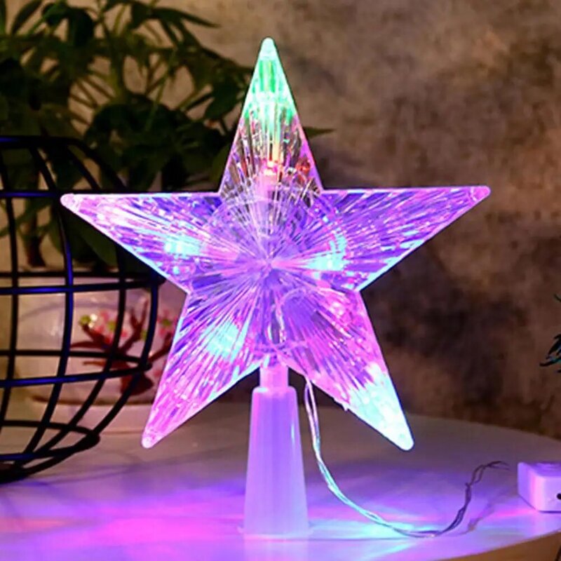 Christmas Tree Topper Star LED Light IP65 Waterproof LED Xmas Tree Pentagram Glowing Five-Pointed Star Xmas Tree Top Star