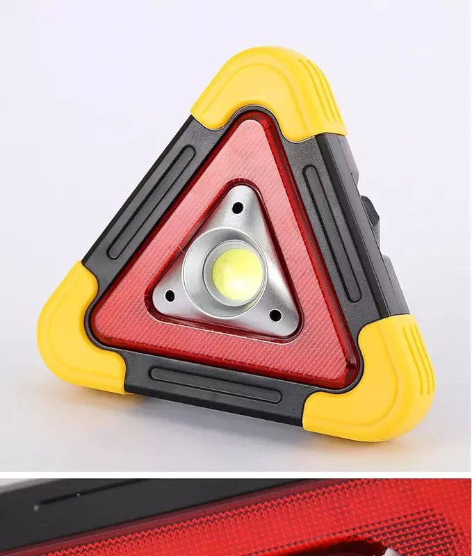 Triangolo di avvertimento di emergenza per auto portatile tre in uno per treppiede per auto con illuminazione a LED e porta di ricarica USB