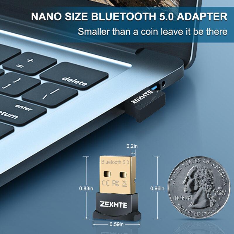USB Bluetooth-адаптер Zexmte для ПК, Windows 11/10/8/7, беспроводной адаптер, Bluetooth 5,1, аудиоприемник для гарнитуры, динамика, мыши