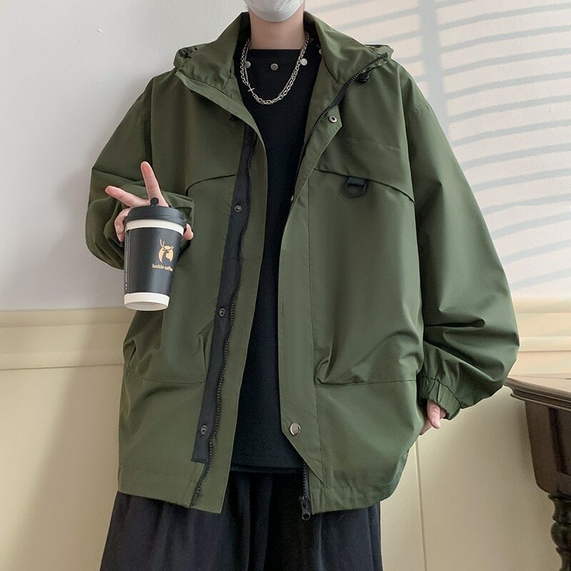 Men Streetwear Jacket Black Hip Hop 2024 Autumn Cargo Harajuku Hooded Outwear Men's Clothes oversize 5XL 6XL 7XL