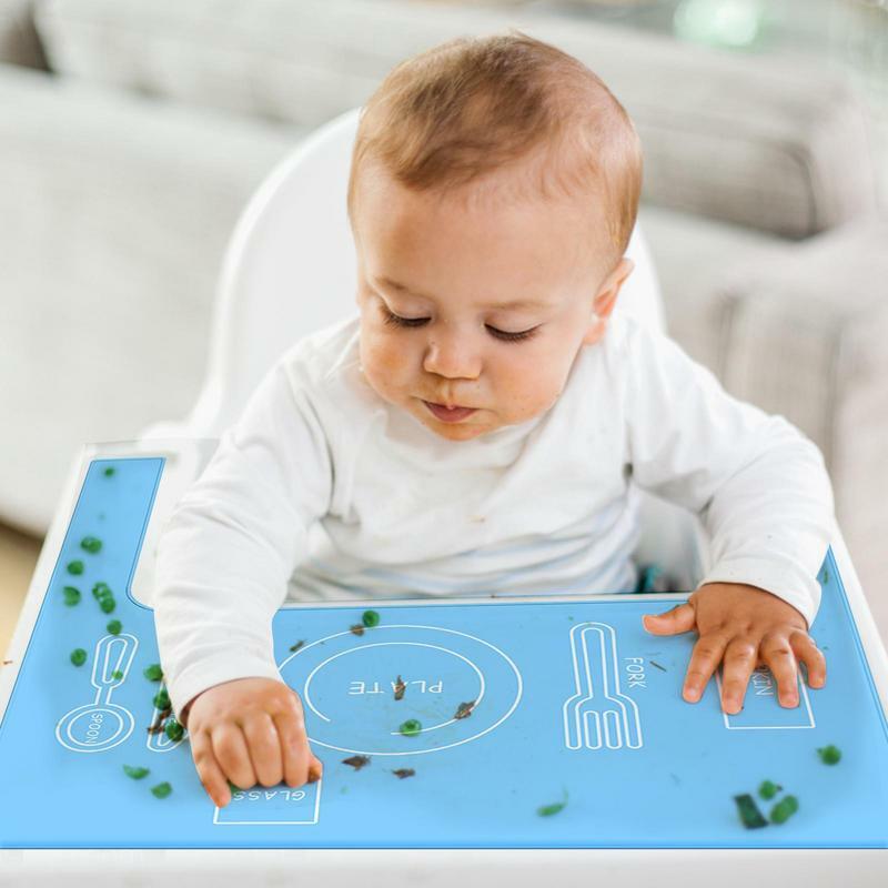 Baby High Chair Placemat Non-slip Baby Food Mat High Chair Tray Accessories Food-Grade Dishwasher Safe For Outdoor Use With