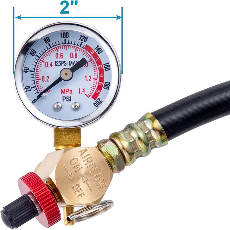 Air Tank Valve Parts With Gauge, Air Tank Repair Kit Come With 2 Inch Pressure Gauge With 1/8 Inch NPT, 4 Ft Air Hose