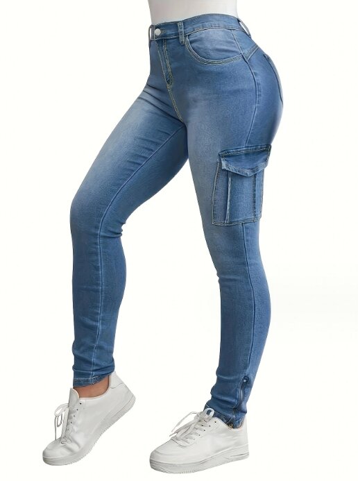 Pantalones Y2K de cintura alta para mujer, ropa de trabajo informal ajustada, diseño de bolsillo con cremallera lateral doble, Otoño, 2023