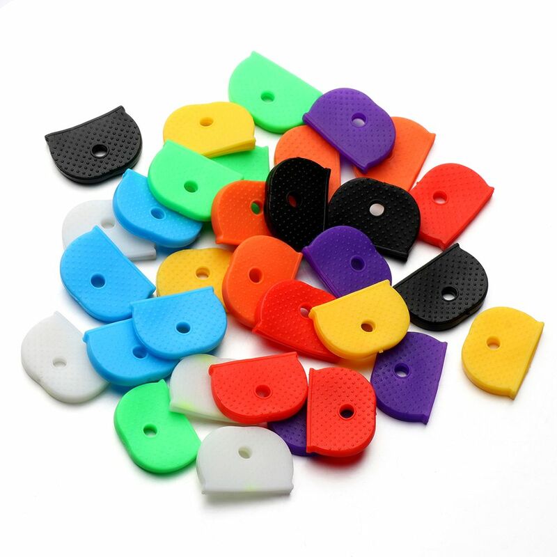 12/24/32 sztuk elastyczny silikon organizator tagi etykieta Key Cap obejmuje klucz identyfikator brelok pierścienie Topper brelok