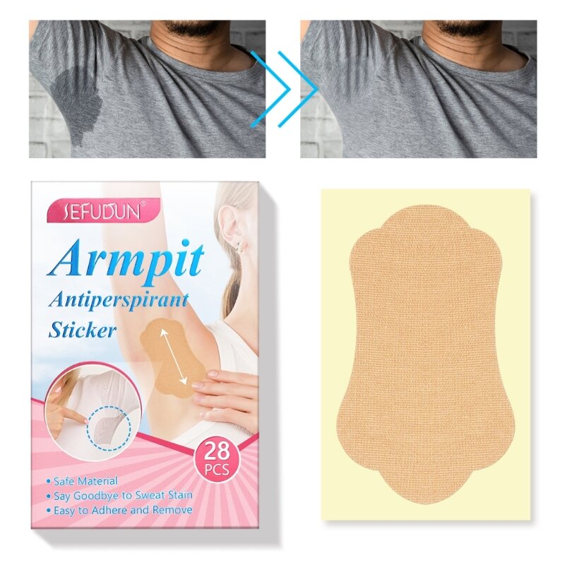 28 Pcs Disposable Armpit Sweat Pads Underarm Sweat Pads for Men and Women