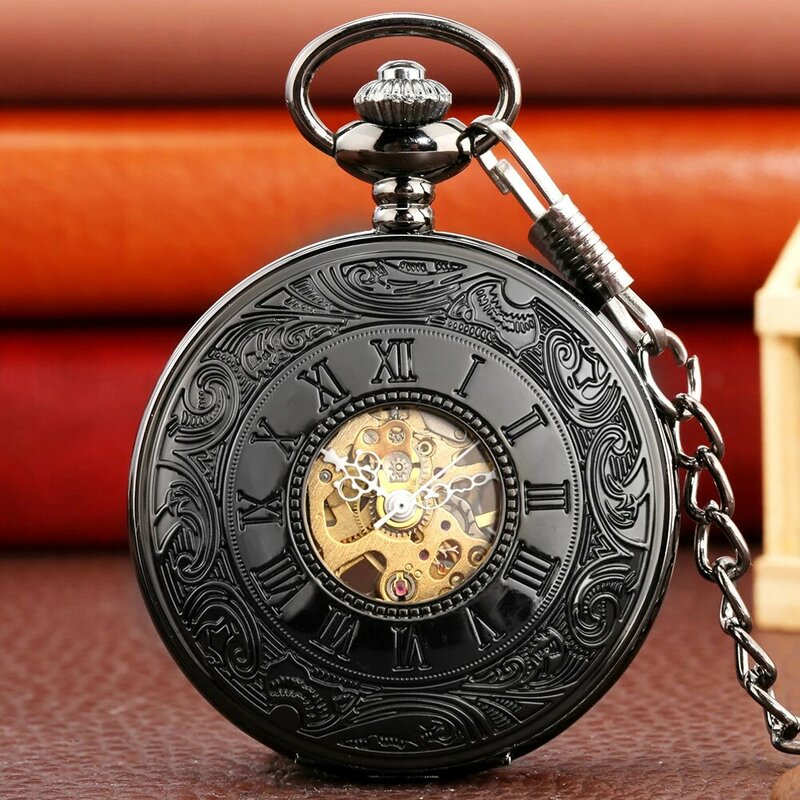 Мужские Винтажные Механические карманные часы с римскими цифрами