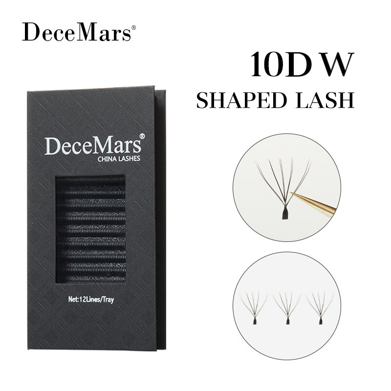 DeceMars-10D-W Shaped Eyelash Extensão, Extensão