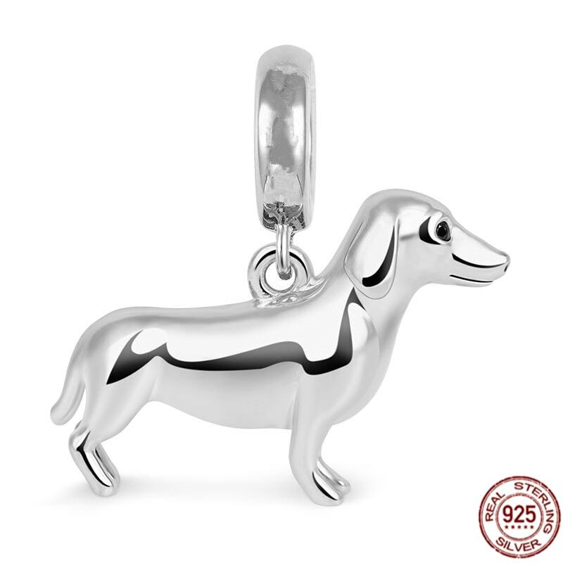 Бусина-Шарм «Собачья кошка» из серебра 925 пробы