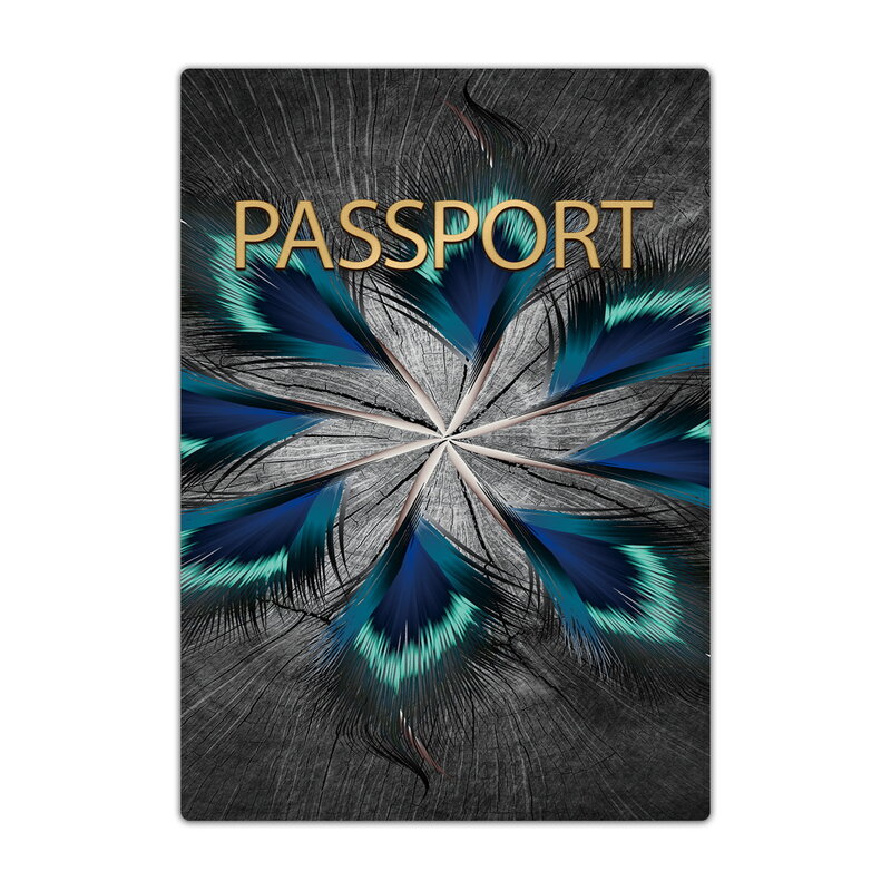 Passport Hülse ID Cred-Karte Visitenkarte Halter Schutz Abdeckung Pu Leder Brieftasche Feder Muster Passport Sichere Lagerung Fall