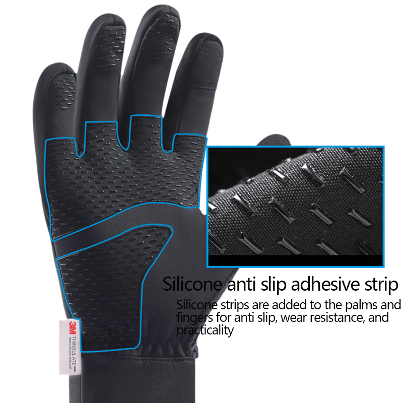 Winter Cycling Skiing Gloves Warm Outdoor Sports Non-slip Men's Gloves Camping Windproof Touch Screen Hiking Waterproof Gloves