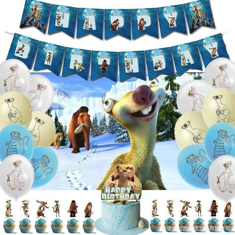 Cartoon Movie Ice Age Birthday Party Decoration Buck Wild Balloon background Banner Party Supplise Baby Shower giocattolo per bambini
