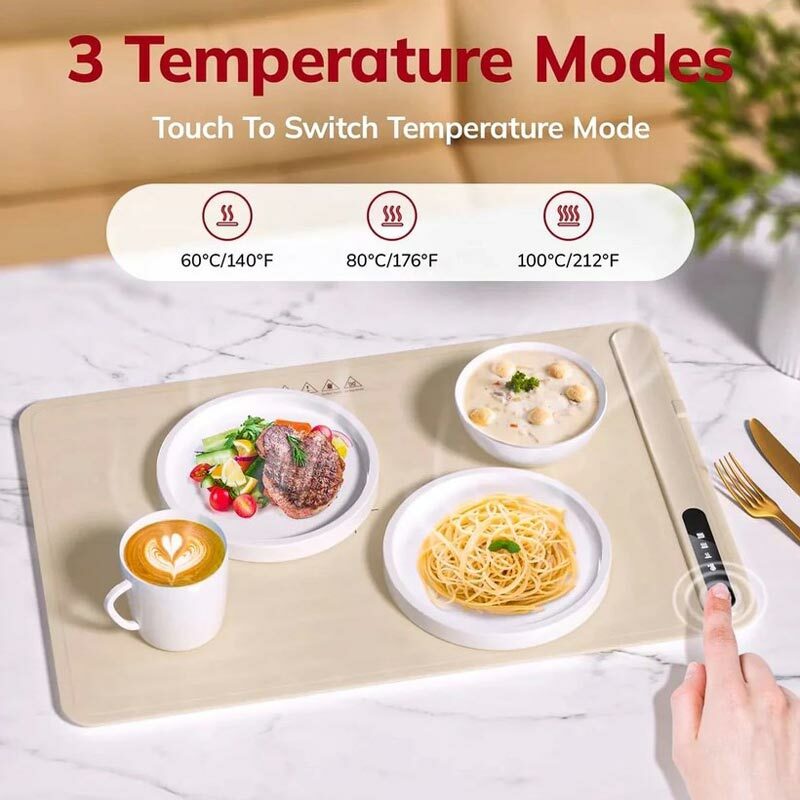 Nampan penghangat listrik, piring penghangat makanan dapat dilipat dengan kontrol suhu yang dapat diatur menjaga panas dan konstan M