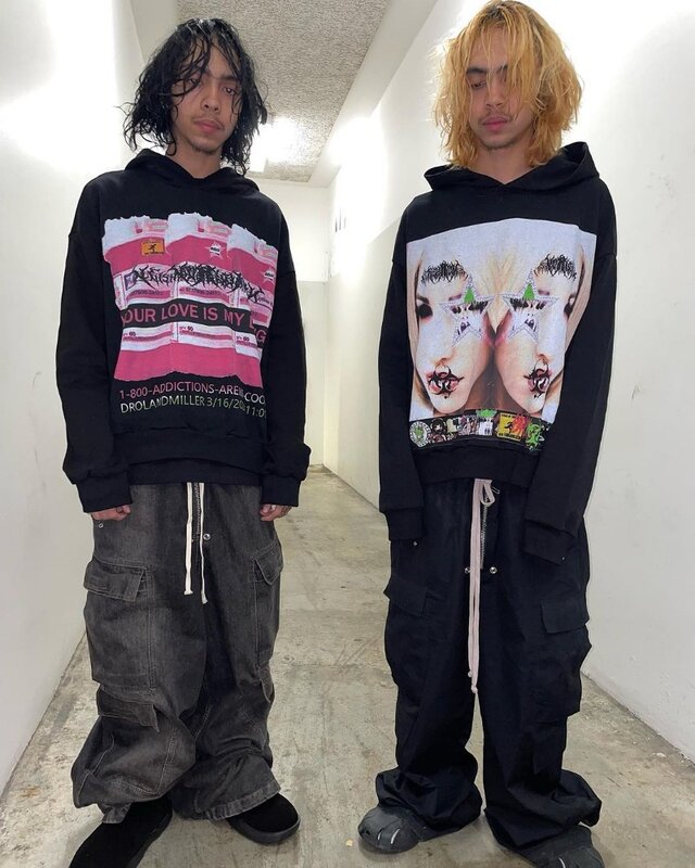 Y2k-Sudadera con capucha para hombre y mujer, suéter de gran tamaño con estampado de grafiti y letras de Anime, estilo Hip Hop y gótico, moda urbana americana