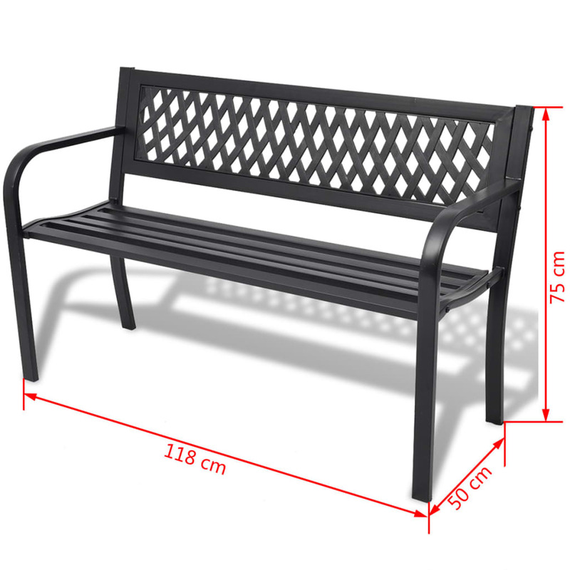 Patio Outdoor Bench Deck Outside Porch Furniture Balcony Lounge Home Decor 46.5“ Steel Black