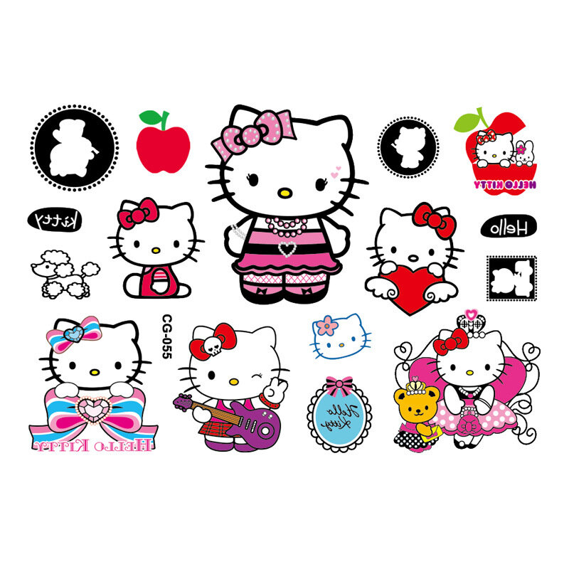 Kawaii Sanrio stiker tato Hello Kitty stiker Kt kucing tahan air stiker kartun hadiah ulang tahun anak perempuan tato palsu mainan anak