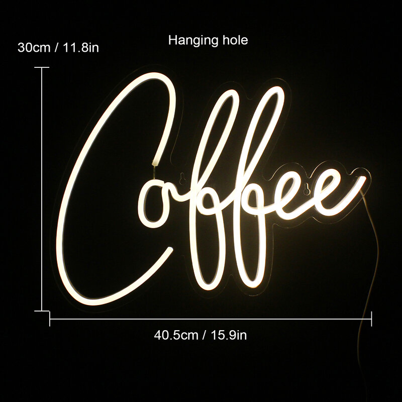 Coffce Neon Sigh LED Lights, Wall Lamp, Decor for Home, Bar, Party, F.C. 73, Logo Letter Welcome, USB Room Decoration
