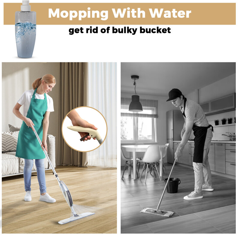 Mop Spray per pavimenti con cuscinetti in microfibra riutilizzabili Mop con manico a 360 gradi per la pulizia del pavimento in piastrelle di ceramica in legno laminato per la cucina di casa