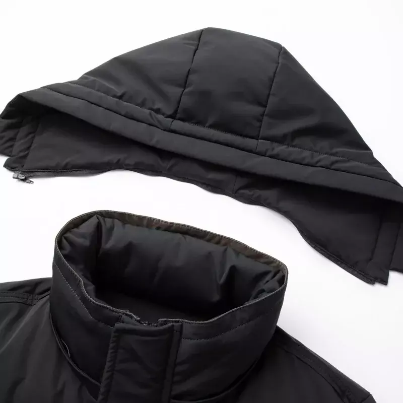 Mid Length Down Jacket for Men in 2023 Winter with Thick Insulation and a Simple and Versatile Hood