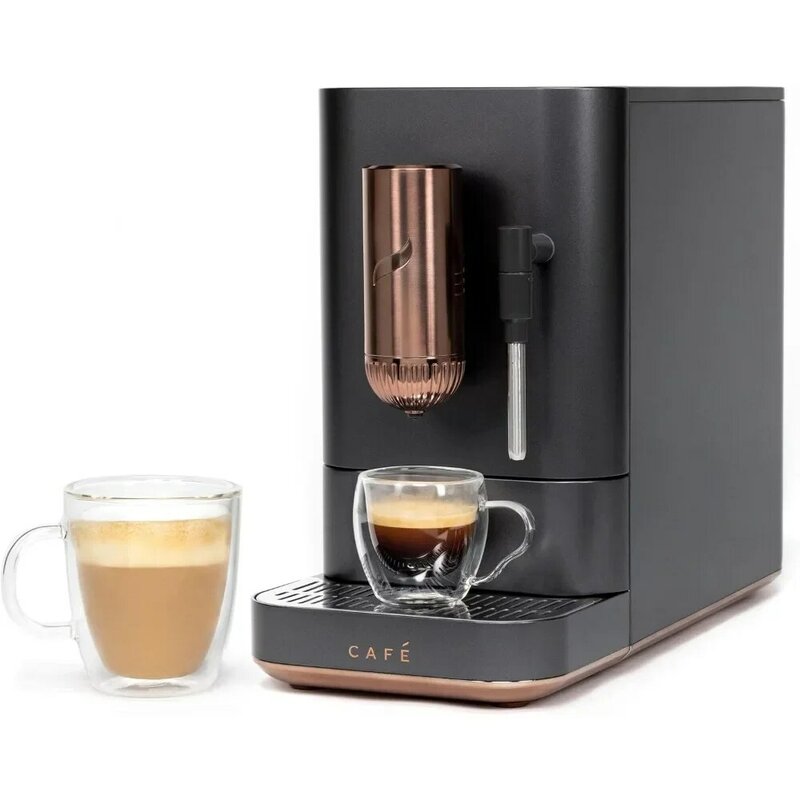 Alat pembuat kopi, mesin Espresso otomatis + pengocok susu | Penggiling biji Espresso bawaan & dapat disesuaikan | Pembuat kopi 1.2 Liter