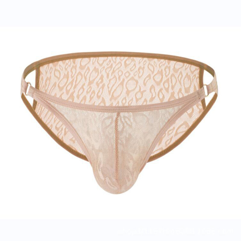 Sexy Underwear Men Lace See-Through Briefs Underwear Pouch G-String Thongs Underpants Ultra-thin Silky Quick-Dry Panties