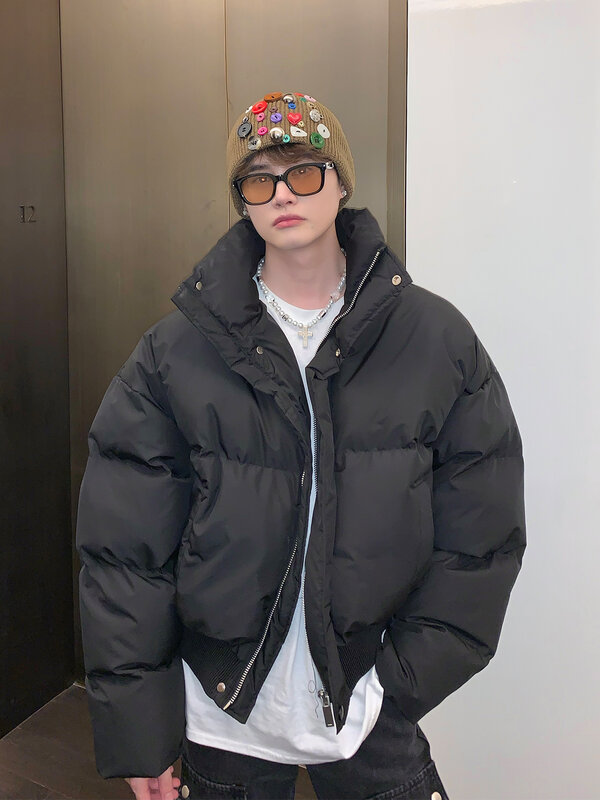 Loose Parkas Men Handsome Soft Boyfriend Simple Stylish Ins Popular Autumn Winter Clothing Warm Cropped Outerwear Leisure Newly