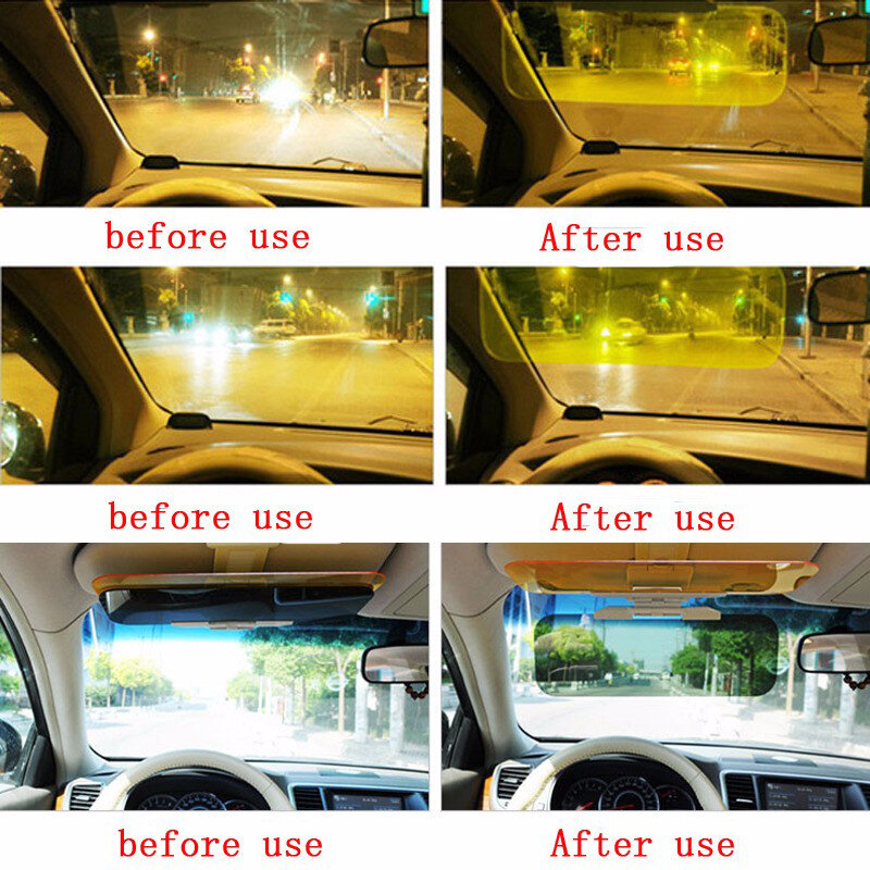 Parasol de día y noche para coche, gafas antideslumbrantes, protector de vehículo para conducción con Clip, Visor de visión transparente, 32x11CM