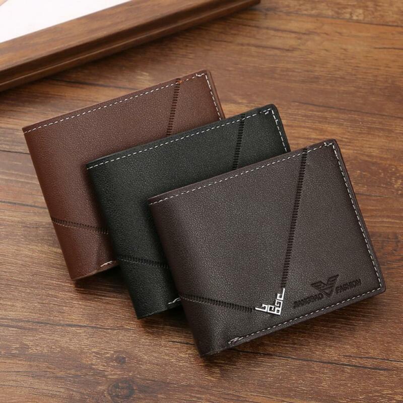 Id Card Holder Vintage Men's Faux Leather Wallet Stylish Large Capacity Card Holder with Multi Pockets Portable Foldable Coin
