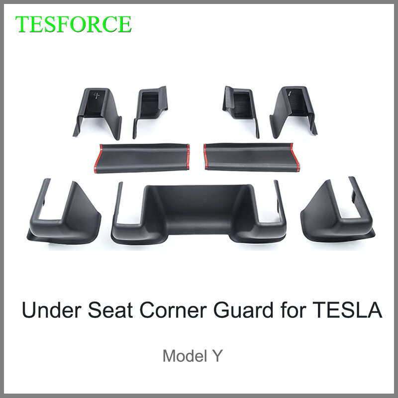 Untuk Tesla Model Y 2021-2023 Di Bawah Kursi Pelindung Sudut Depan Belakang Kursi Slide Penutup Pelindung Rel Anti-tendangan Dekorasi Cangkang Perlindungan