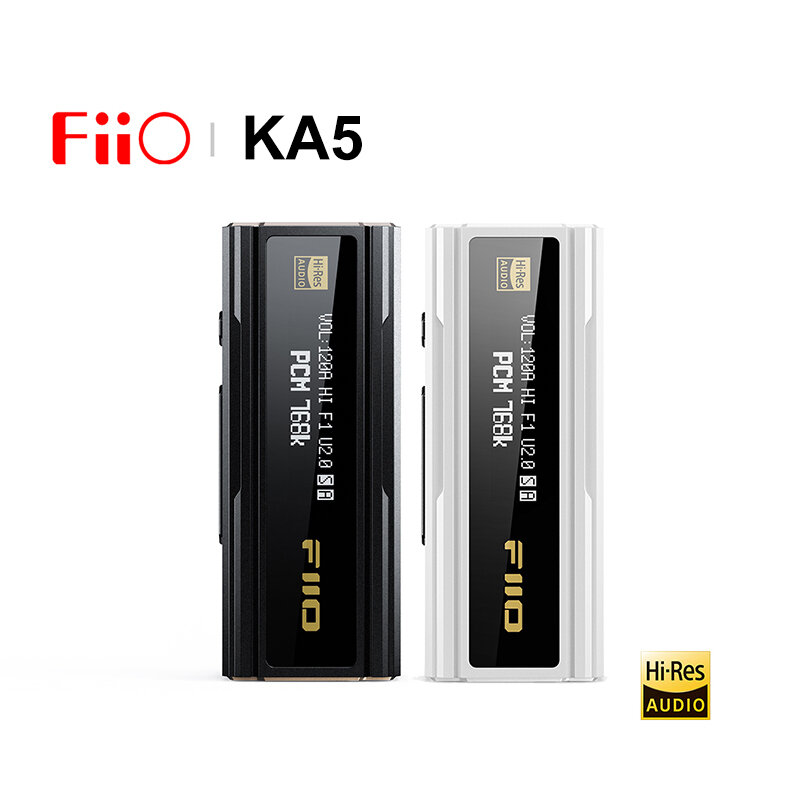 FiiO-JadeAudio KA5 Hi-Res Audio portátil USB DAC Headphone Amplificador, AMP Dual CS43198, Tipo-C para 3,5 Além disso 4,4 milímetros cabo, DSD256, XDuoo