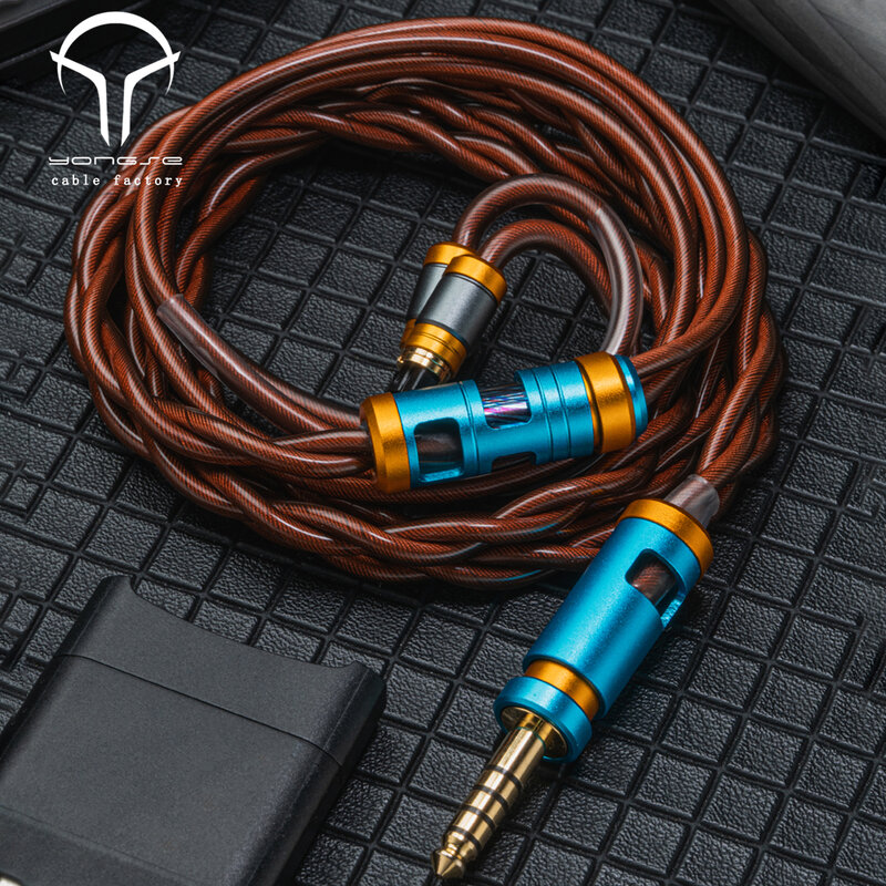 Yongse earphone kapten kemurnian tinggi, kabel Upgrade earphone koaksial 6 lipatan lapisan tembaga OOC lapis perak kristal tunggal tembaga