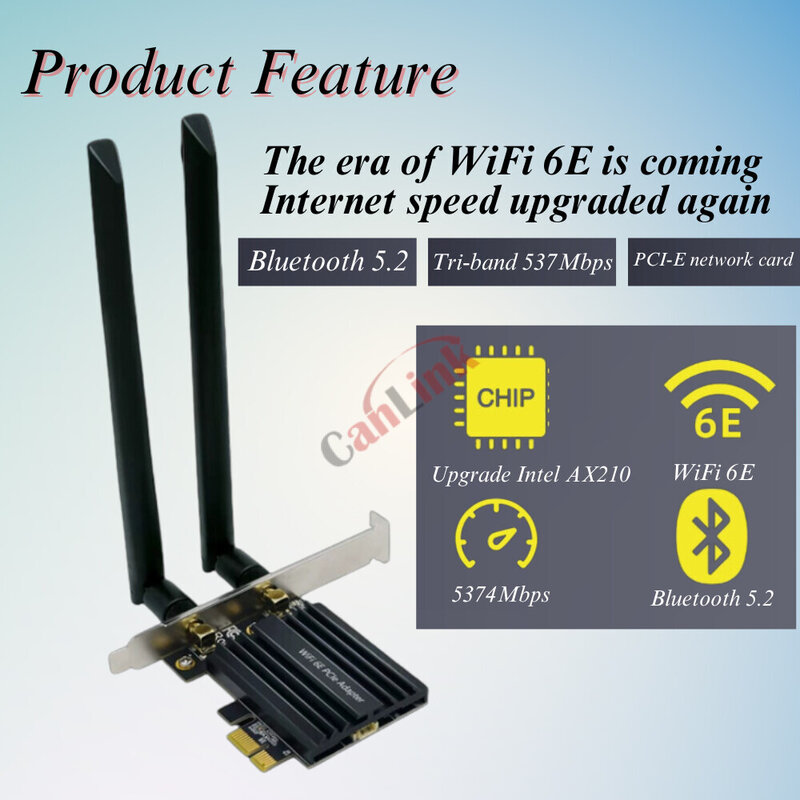 AX5400 Wireless WiFi Adapter 2.4G/5G/6Ghz PCIE To Network Card 5400Mbps Tri-Band WiFi 6E