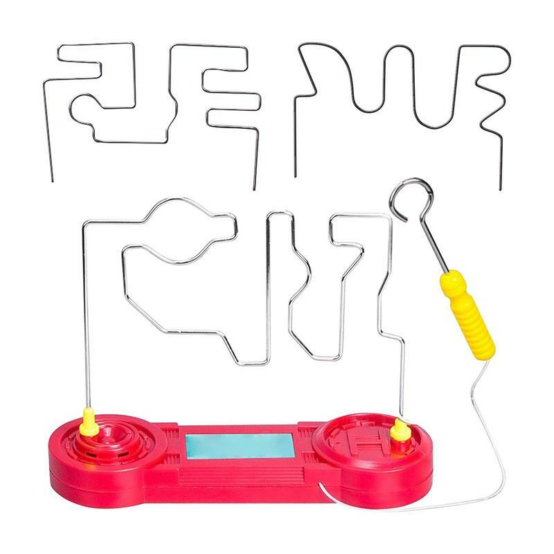 ของเล่นเขาวงกตไฟฟ้าสำหรับเด็กและผู้ใหญ่เกมทักษะลวดของเล่นฝึกความเข้มข้นของ permainan Teka-teki บนโต๊ะเพื่อการศึกษาสำหรับเด็ก