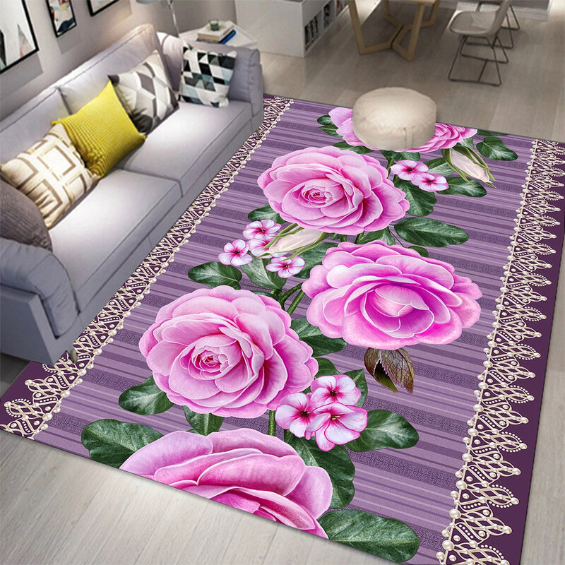 Коврик с розами, романтичный цветочный коврик для гостиной, спальни, украшение, растительный цветочный ковер, напольный коврик в сельском пасторальном стиле