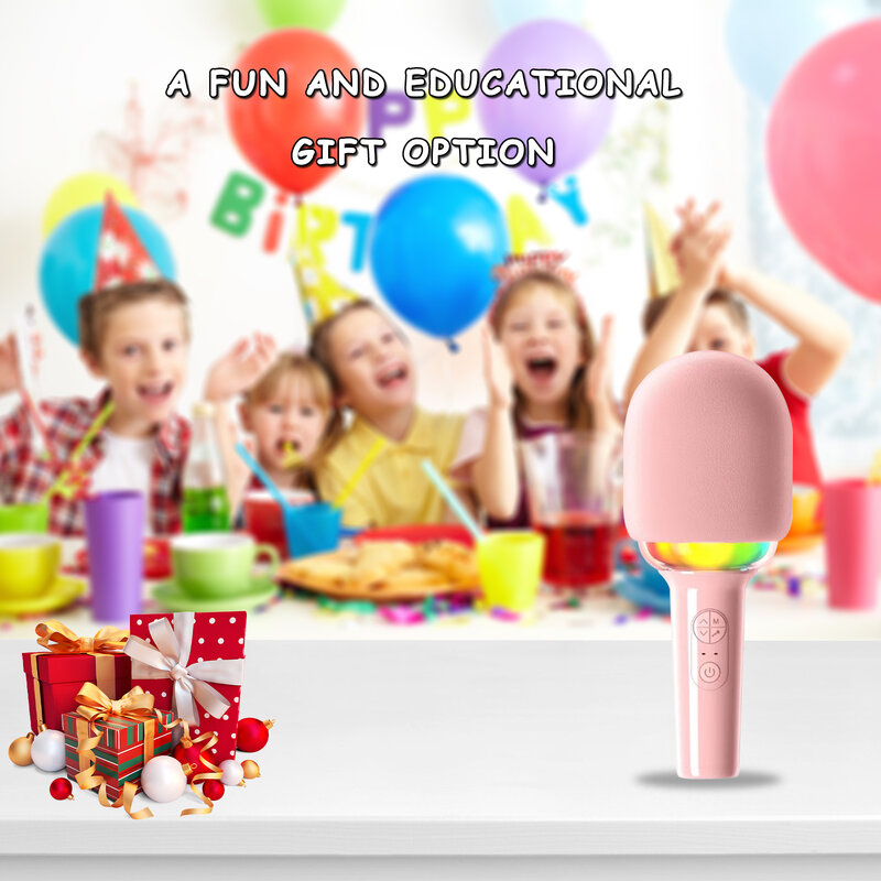 Máquina de karaoke para niños con luces LED, micrófono portátil para niños, grandes regalos, juguetes para niños, niñas, niños y adultos, envío directo