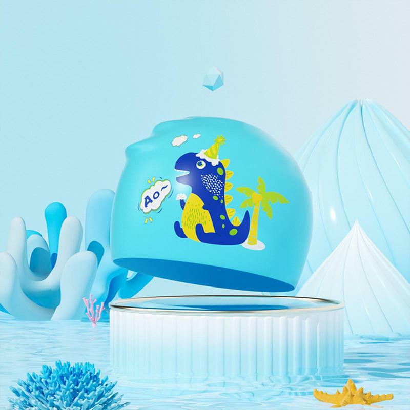 Elastic Fabric Swimming Cap for Children, Cute Cartoon for Long Hair, Lovely Kids Protect Ears, Swim Pool Hat for Boys and Girls
