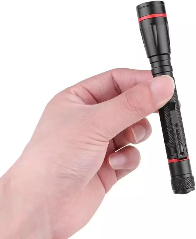 Светодиодный мини-фонарик, портативная ручка с зажимом, водонепроницаемый Карманный масштабируемый телефон, используется батарея AAA для экстренных ситуаций, кемпинга, улицы