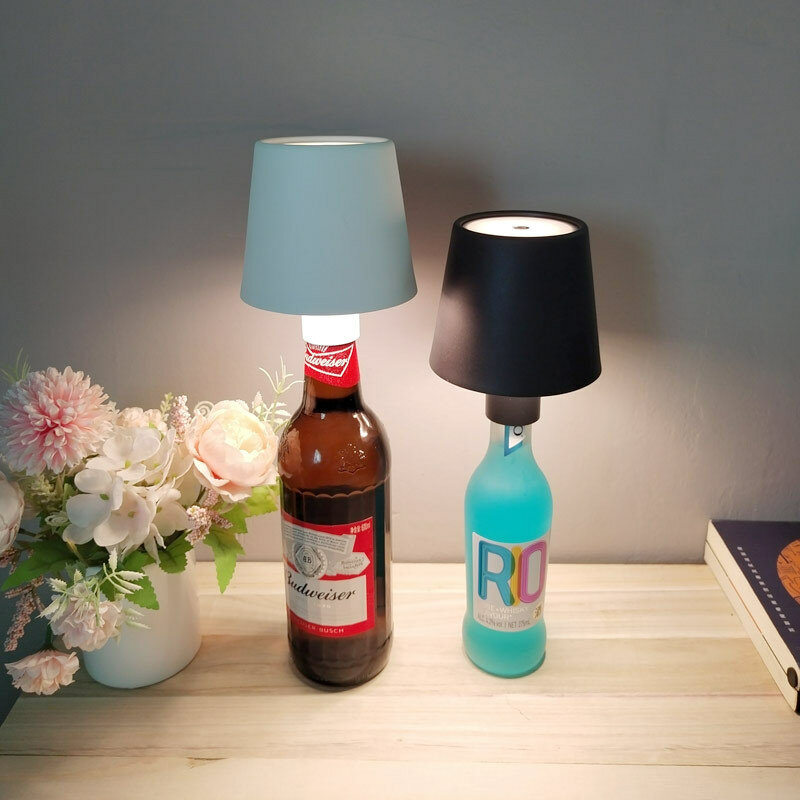 Simple bottle lamp can mobile creative portable portable charging storage bar restaurant atmosphere light wine head night lamp