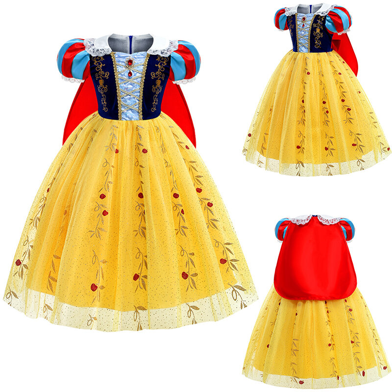 Fantasia Girl Princess Snow White Belle Cinderella Aurora Tinker Bell Dress Christmas Halloween Cosplay Masquerade Party Costume