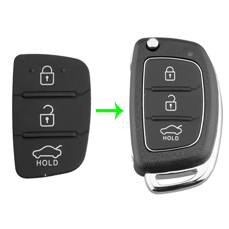 Car 3 Button Remote Key Fob Case Rubber Pad For Hyundai i30 i35 iX20 Solaris Verna for Kia RIO K2 K5 Sportage Flip Folding Key