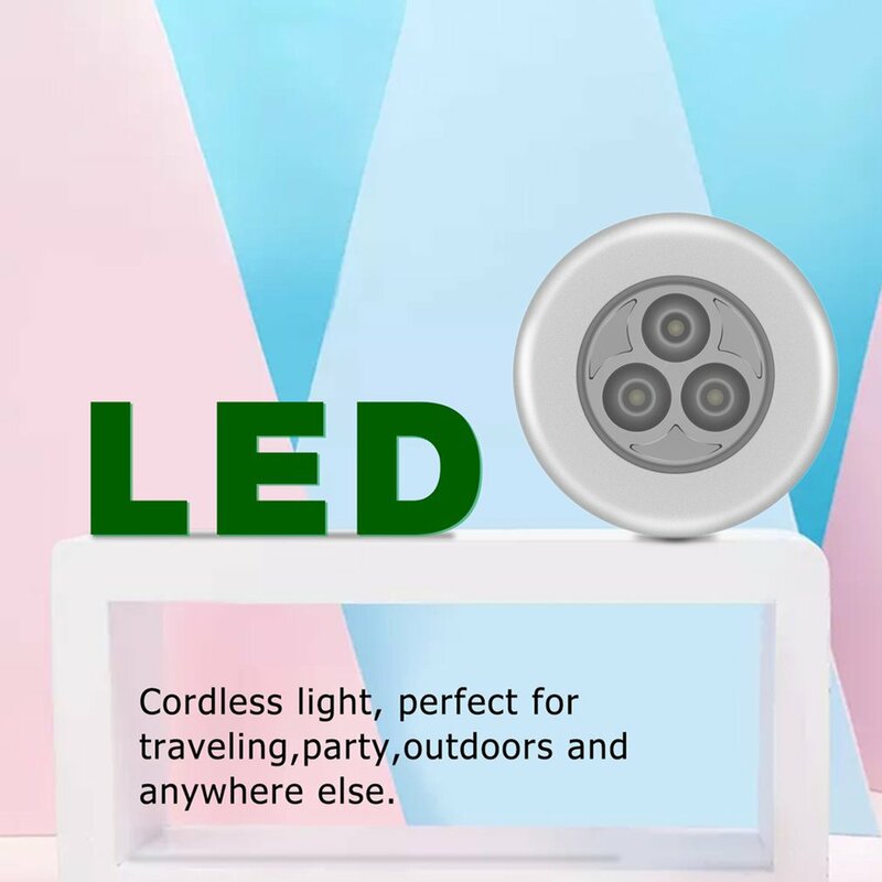 Lámpara táctil de 3 LED con Sensor de luz nocturna para armario de cocina, lámpara de emergencia con batería para mesita de noche, decoración del hogar